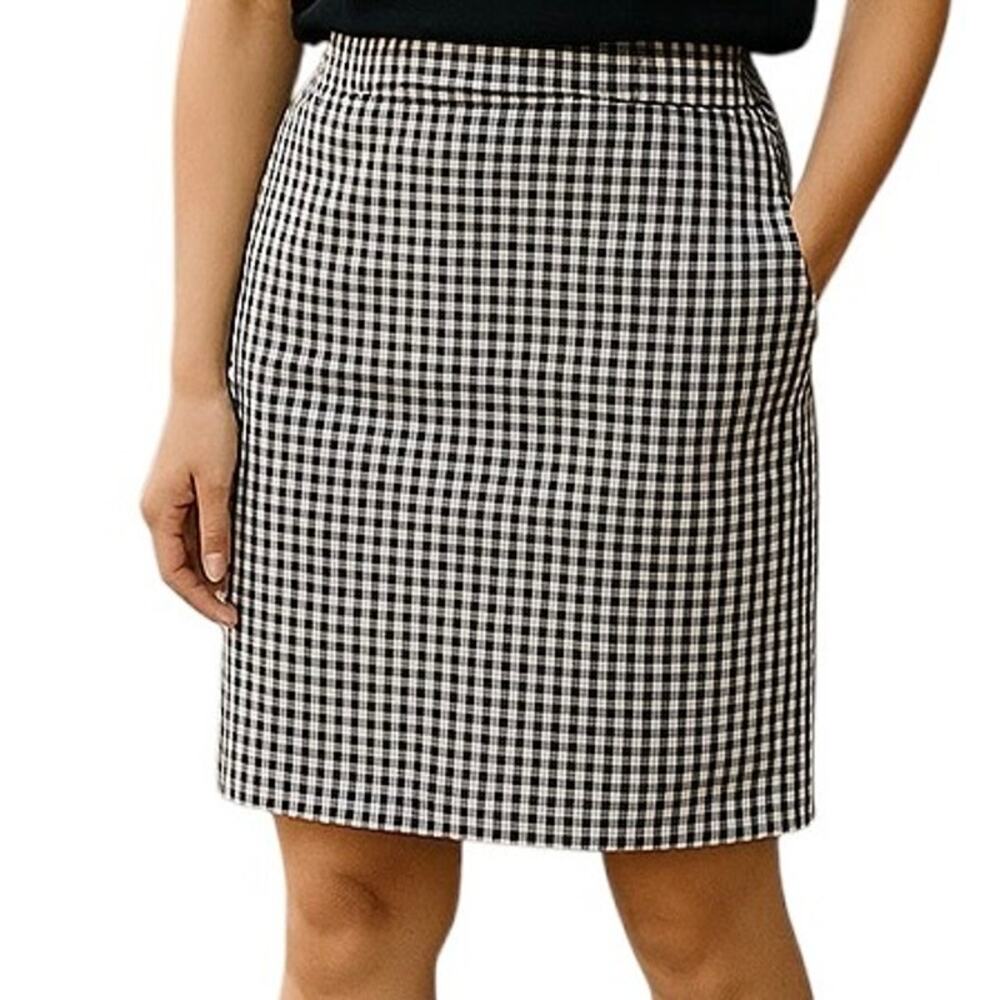 ANN TAYLOR Gingham Pencil Skirt Black White Check size 4P